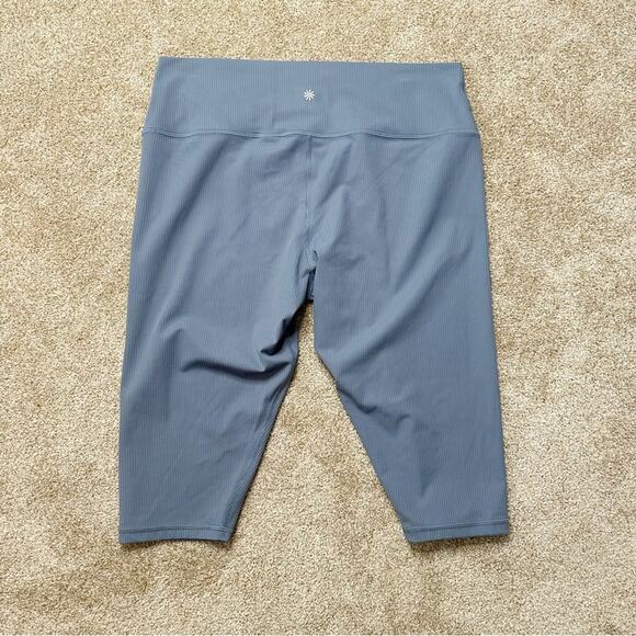 Athleta Transcend Rib Crop Shadow Blue Ribbed Leggings Size XL - Picture 5 of 5